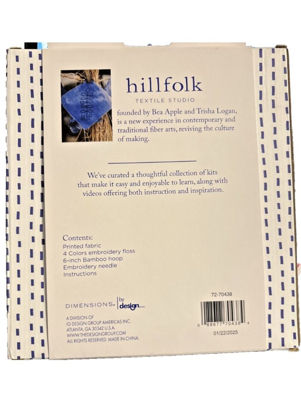 Hillfolk Sampler Embroidery Kit 6" Bamboo Hoop & Thread For 1 Stitch Design NSB - Picture 2 of 5